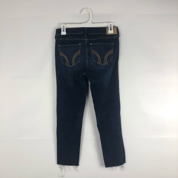 Hollister Dark Wash Skinny Crop Raw Hem Jeans - Picture 2 of 3